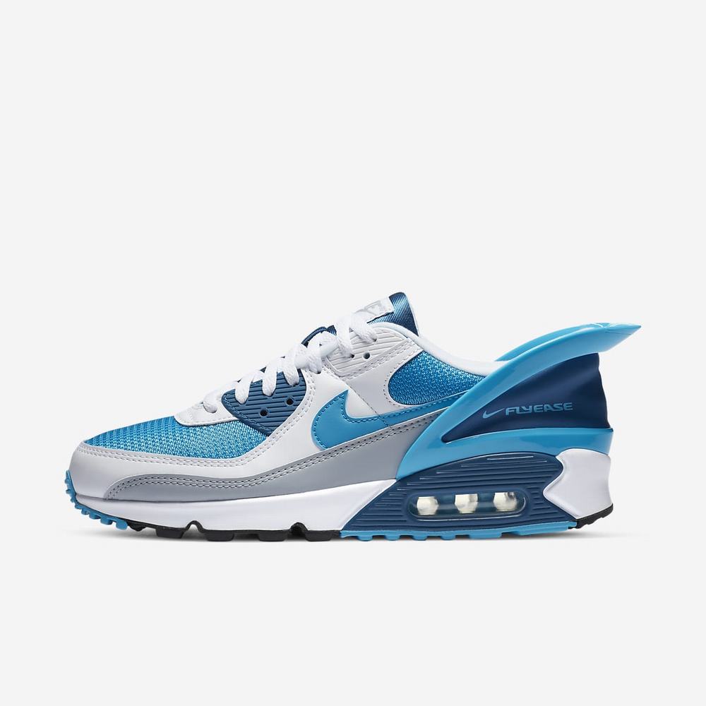 Sneakers Nike Air Max 90 FlyEase Blanche 5043-719 White/White/Industrial Blue/Laser Blue Homme | EUN-60249183